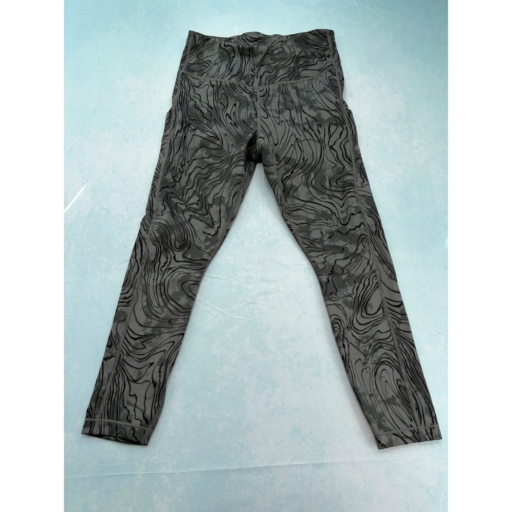 Athleta Womens Ultimate Stash Pocket 7/8 Leggings Grey Topo Woodgrain Size M